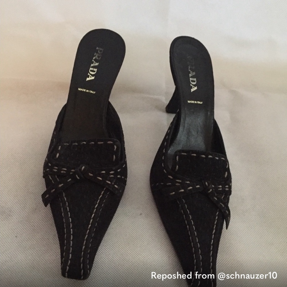 Prada Black Suede Mule/Slide